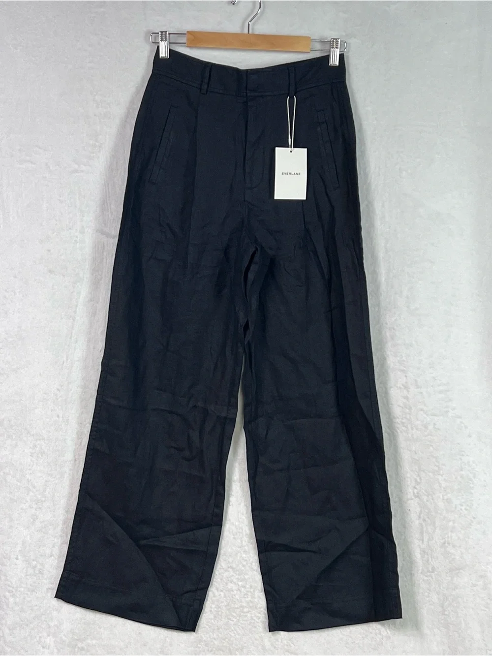 Everlane The Linen Way-High Drape Pant Black Wide Leg Classic Trousers Sz 4 NWT